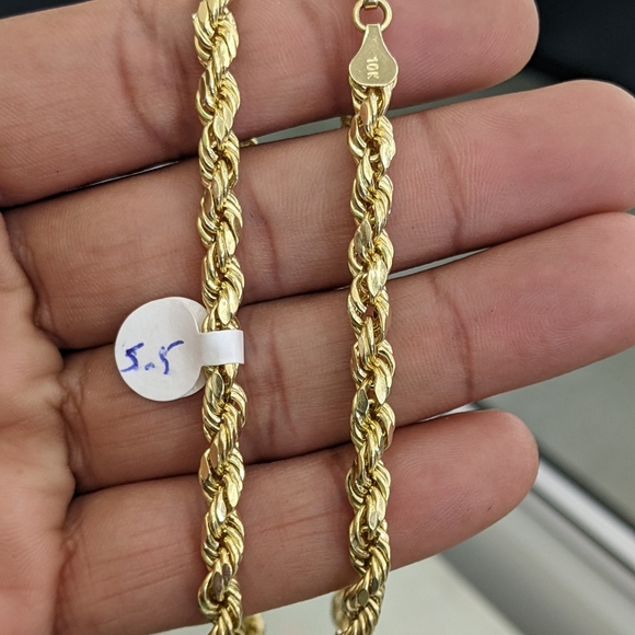 10kt real gold rope chain 5.5mm 22 inch - Picture 10 of 12